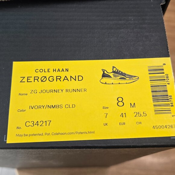 Cole Haan Men\'s ZeroGrand Journey Runner - Size 8 Ivory - NEW